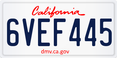 CA license plate 6VEF445