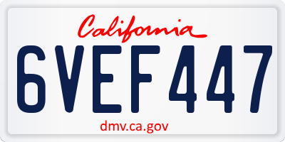 CA license plate 6VEF447