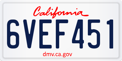 CA license plate 6VEF451