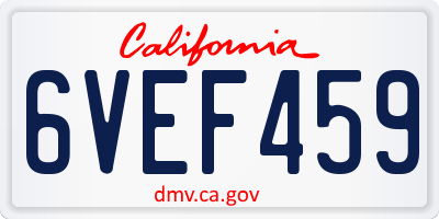 CA license plate 6VEF459