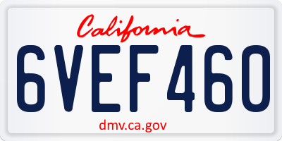 CA license plate 6VEF460