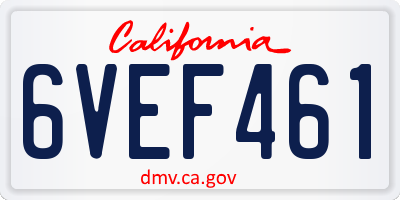 CA license plate 6VEF461