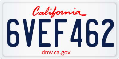 CA license plate 6VEF462