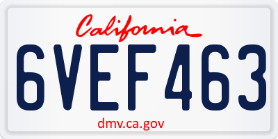 CA license plate 6VEF463