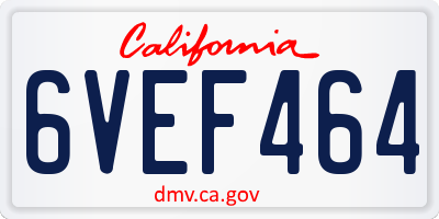CA license plate 6VEF464