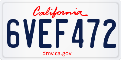CA license plate 6VEF472