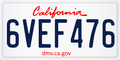 CA license plate 6VEF476