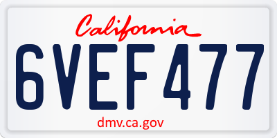 CA license plate 6VEF477