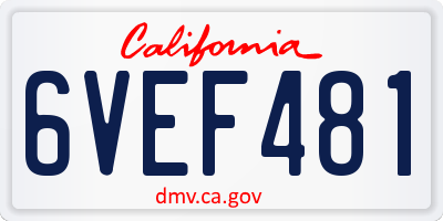CA license plate 6VEF481