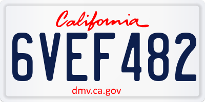 CA license plate 6VEF482