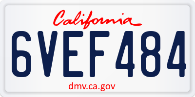 CA license plate 6VEF484