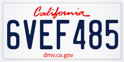 CA license plate 6VEF485