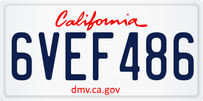CA license plate 6VEF486