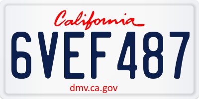 CA license plate 6VEF487