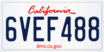 CA license plate 6VEF488