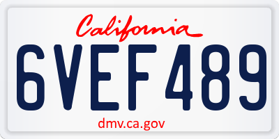 CA license plate 6VEF489