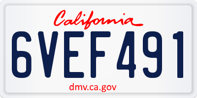 CA license plate 6VEF491