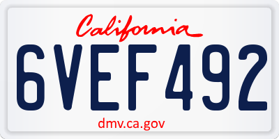 CA license plate 6VEF492
