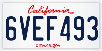 CA license plate 6VEF493