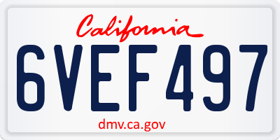 CA license plate 6VEF497
