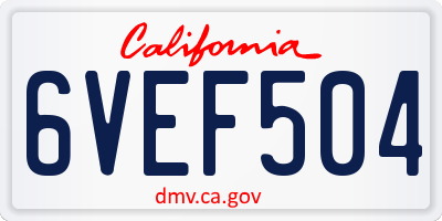 CA license plate 6VEF504