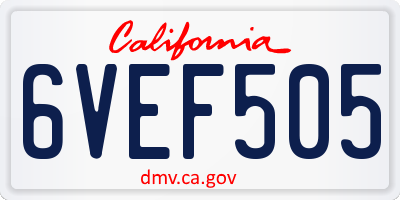 CA license plate 6VEF505