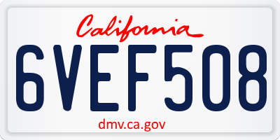 CA license plate 6VEF508