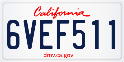 CA license plate 6VEF511