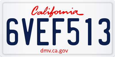 CA license plate 6VEF513