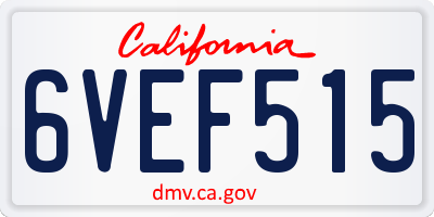 CA license plate 6VEF515
