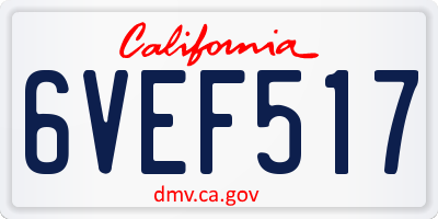 CA license plate 6VEF517