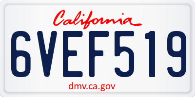 CA license plate 6VEF519