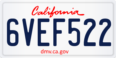 CA license plate 6VEF522