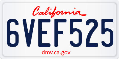 CA license plate 6VEF525