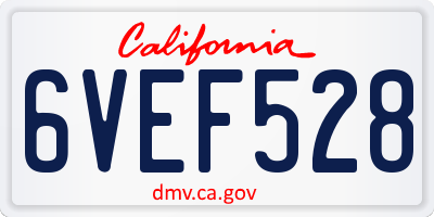 CA license plate 6VEF528