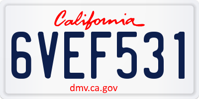 CA license plate 6VEF531