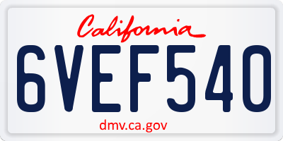 CA license plate 6VEF540