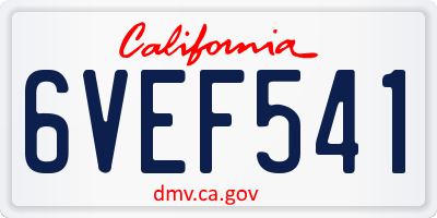 CA license plate 6VEF541