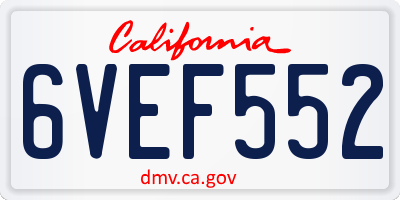 CA license plate 6VEF552