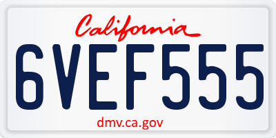 CA license plate 6VEF555