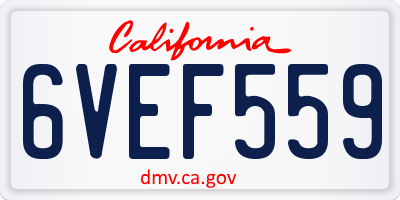 CA license plate 6VEF559