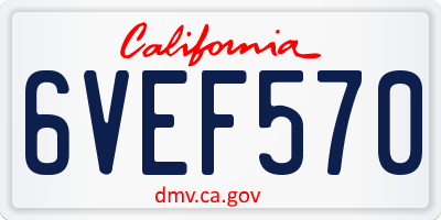 CA license plate 6VEF570