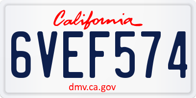 CA license plate 6VEF574