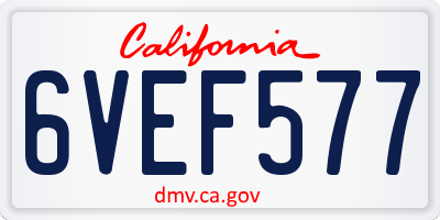 CA license plate 6VEF577