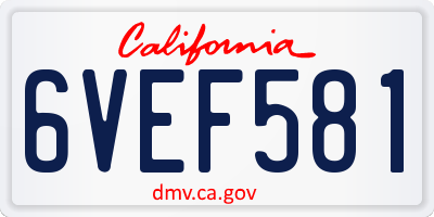 CA license plate 6VEF581
