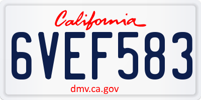 CA license plate 6VEF583