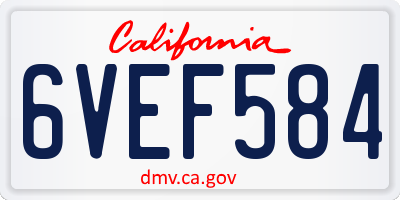 CA license plate 6VEF584