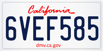 CA license plate 6VEF585