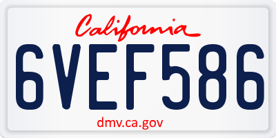 CA license plate 6VEF586