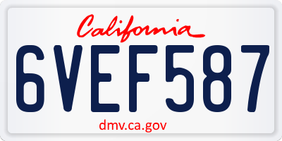 CA license plate 6VEF587